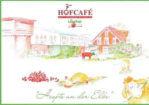 AK / Ansichtskarte Hoopte Elbe Winsen Luhe Harburg Niedersachsen Hofcafé Loescher Café Restaurant an der Elbe Kuenstlerkarte