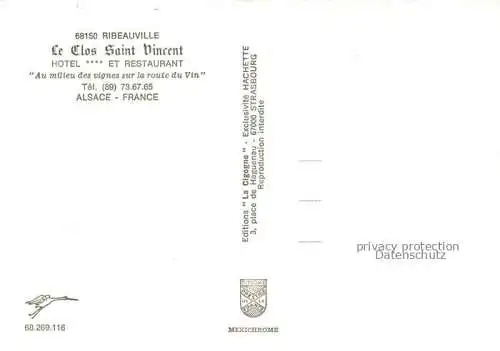 AK / Ansichtskarte Ribeauville_Rappoltsweiler_68_Haut_Rhin Hotel Restaurant Le Clos Saint Vincent 