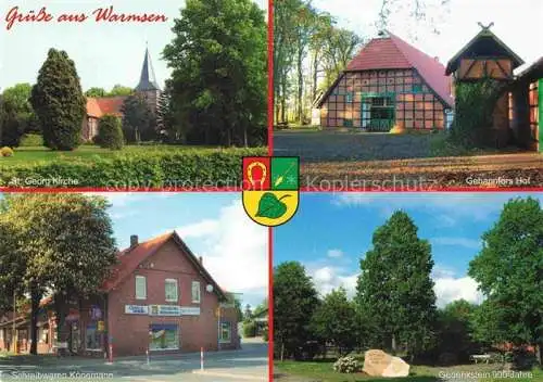 AK / Ansichtskarte Warmsen Nienburg Niedersachsen Kirche Gehannfors Hof Schreibwaren Gedenkstein 900 Jahr