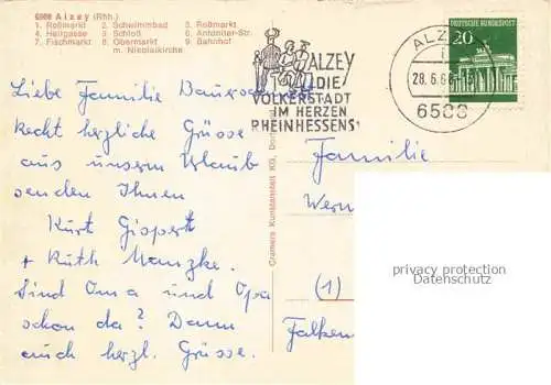 AK / Ansichtskarte Alzey Sehenswuerdigkeiten der Stadt Schloss Freibad Zentrum