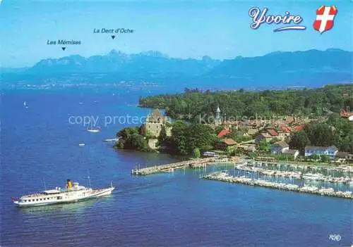AK / Ansichtskarte Yvoire_Thonon les Bains_74_Haute Savoie Panorama sur le bourg et port au coeur de l ete vue aerienne 