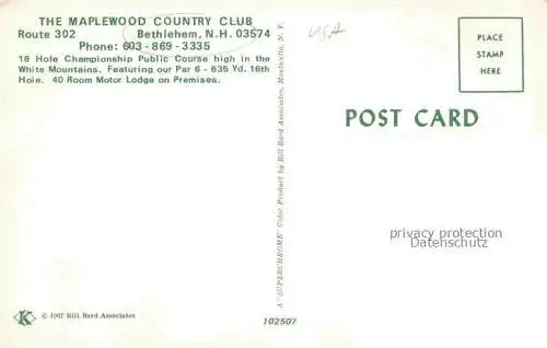 AK / Ansichtskarte Bethlehem New Hampshire USA The Mapewood Country Club