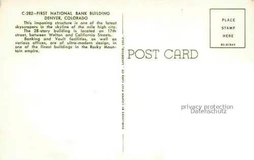 AK / Ansichtskarte Denver Colorado First National Bank Building