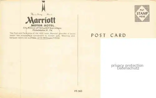 AK / Ansichtskarte PHILADELPHIA  Pennsylvania USA Marriott Motor Hotel Pool