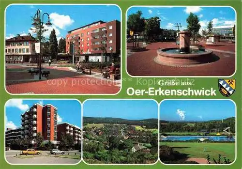 AK / Ansichtskarte Oer-Erkenschwick Stadtplatz Brunnen Panorama Schwimmbad