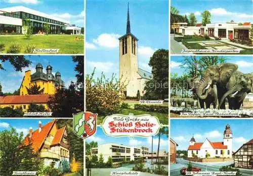 AK / Ansichtskarte Stukenbrock Schloss Holte-Stukenbrock Hallenbad Schloss Holte Forsthaus St Ursula Hauptschule Jugendheim St Johannes Bapt Kirche