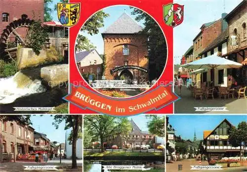 AK / Ansichtskarte Brueggen Tierpark Schwalmtal Hist Muehlrad Burg Brueggen Fussgaengerzone Alte Brueggener Muehle 