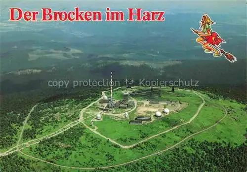 AK / Ansichtskarte Brocken Harz Fliegeraufnahme mit Hexe