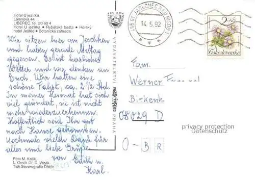 AK / Ansichtskarte LIBEREC Reichenberg CZ Hotel U Jezirka Schwanenteich Park Botanicka zahrada