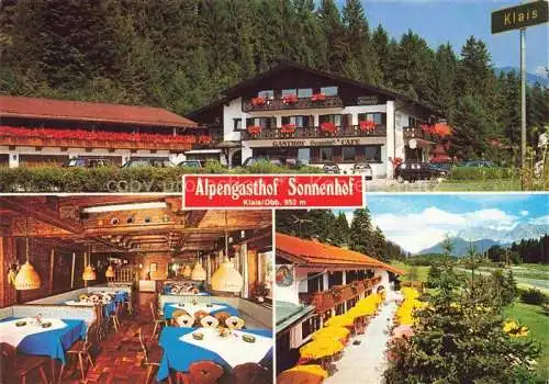AK / Ansichtskarte Klais-Kruen Bayern Alpengasthof Sonnenhof Gastraum Terrasse
