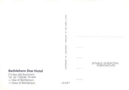 AK / Ansichtskarte Bethlehem  Yerushalayim Israel Star Hotel Motiv Panorama