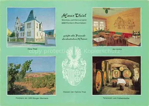 AK / Ansichtskarte Flonheim Haus Thiel Weinstube Weinreben Fassweinkeller Familienwappen