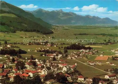 AK / Ansichtskarte Bergen Chiemgau Traunstein Bayern Fliegeraufnahme mit Hochfelln und Hochgern