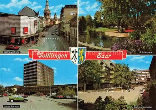 AK / Ansichtskarte Voelklingen Saarbruecken Rathausstrasse Schillerpark Neues Rathaus Fussgaengerstrase