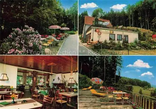 AK / Ansichtskarte Steinau Fischbachtal Odenwald Hessen Waldcafe Restaurant Zindenauer Schloesschen Gastraum Terrasse Park