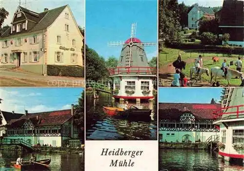 AK / Ansichtskarte Haan Rheinland Restaurant Heidberger Muehle Ponyreiten Kleingolf Kahnfahrten Saal