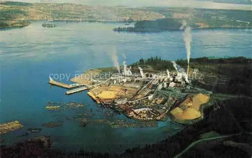 AK / Ansichtskarte Vancouver Island Victoria British Columbia Canada Elk Falls pulp and paper mill and sawmill Campbell River aerial view