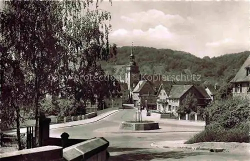 AK / Ansichtskarte Kuenzelsau Partie bei der Bruecke Blick zur Kirche