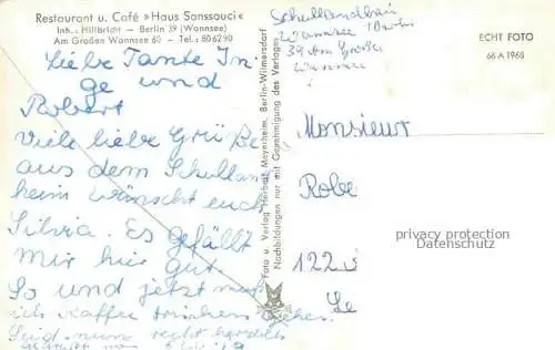 AK / Ansichtskarte Wannsee STEGLITZ-ZEHLENDORF BERLIN Restaurant Café Haus Sanssouci Terrasse Wannseebruecke