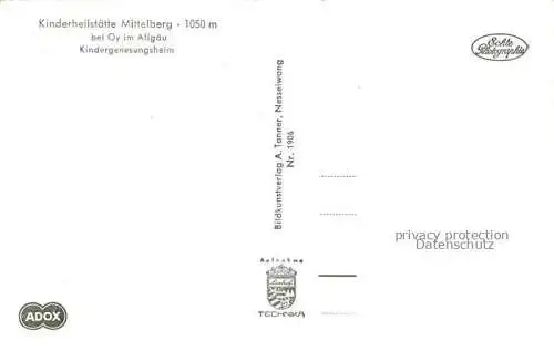 AK / Ansichtskarte Mittelberg Oy Allgaeu Kinderheilstaette
