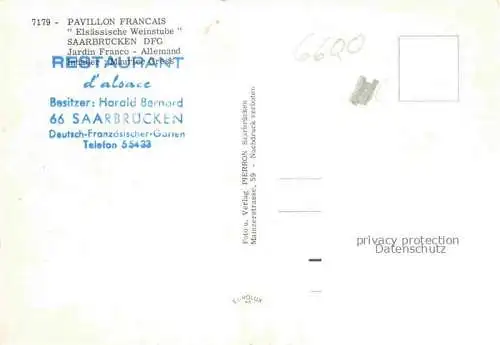 AK / Ansichtskarte SAARBRueCKEN Pavillon Francais Elsaessische Weinstube
