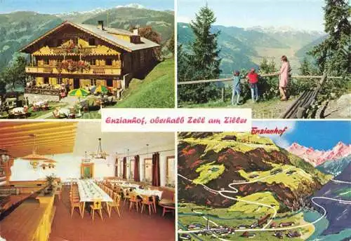 AK / Ansichtskarte Zell am Ziller Tirol AT Alpengasthof Enzianhof Restaurant Saal Wanderweg Fernsicht Panoramakarte