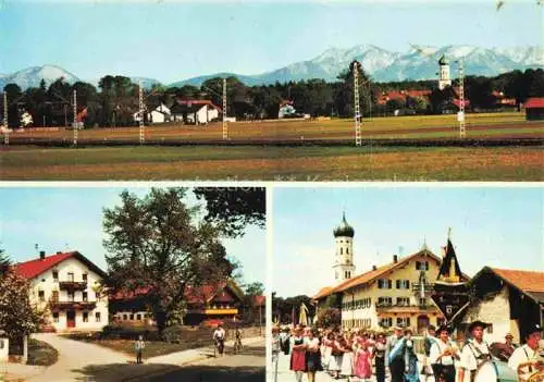 AK / Ansichtskarte Sauerlach Panorama Alpenblick Ortszentrum Festumzug