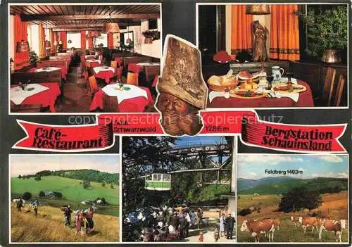 AK / Ansichtskarte Hofsgrund Oberried Schauinsland Café Restaurant Bergstation Schauinsland Gastraum Bergbahn Landschaftspanorama Feldberg Schwarzwald