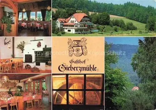 AK / Ansichtskarte Hosenfeld Gasthof Sieberzmuehle Gastraum Kamin Natur
