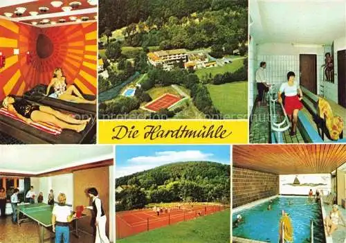 AK / Ansichtskarte Bergfreiheit Bad Wildungen Hotel Pension Die Hartmuehle Luftaufnahme Solarium Wassertreten Tischtennis Tennisplatz Hallenbad