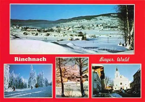 AK / Ansichtskarte Rinchnach Winterpanorama Skilanglauf Blick zur Kirche