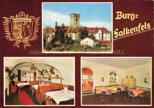 AK / Ansichtskarte Burg Falkenfels Straubing-Bogen Bayern Hotel Gaststaette Restaurant Wappen