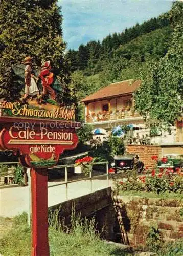 AK / Ansichtskarte Loecherberg Oberharmersbach Café Pension Haus Schwarzwald-Idyll Wegweiser