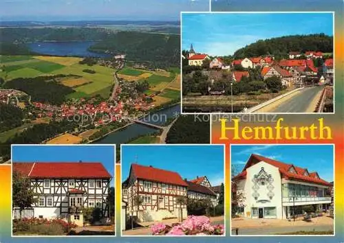 AK / Ansichtskarte Hemfurth-Edersee Edertal Hessen Teilansichten Fachwerkhaeuser Luftaufnahme