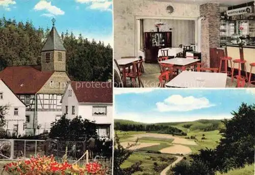 AK / Ansichtskarte Loehlbach Haina Hessen Bauern-Pension Restaurant zum Kirchberg Motiv mit Kirche Landschaftspanorama