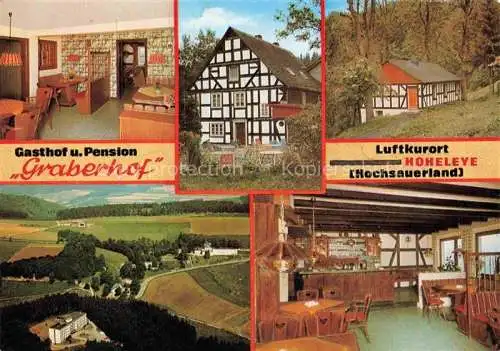 AK / Ansichtskarte Hoheleye Gasthof Pension Graberhof Gastraum Luftaufnahme Kurort