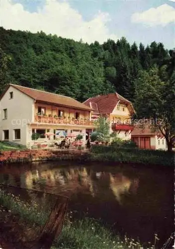 AK / Ansichtskarte Loecherberg Oberharmersbach Gaestehaus Haus Schwarzwald-Idyll Fischteich