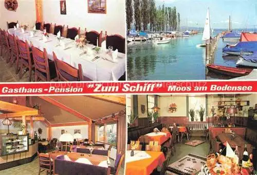 AK / Ansichtskarte Moos  Radolfzell Bodensee BW Gasthaus Pension zum Schiff Gastraum Hafen