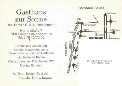 AK / Ansichtskarte Forchheim Breisgau Gasthaus zur Sonne Restaurant