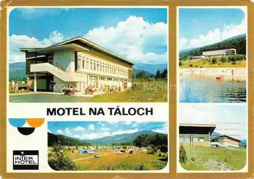 AK / Ansichtskarte Tale Brezno Bries Nizke Tatry SK Motel na Táloch Motel Autocamping Hotel Partizán Badesee