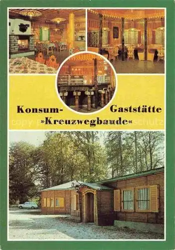 AK / Ansichtskarte Stiege Harz Konsumgaststaette Kreuzwegbaude Gastraum Kaminzimmer