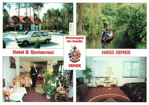 AK / Ansichtskarte Kolkwitz Cottbus Hotel Restaurant Haus Irmer Hauswappen Retaurant Fremdenzimmer Kahnfahrt