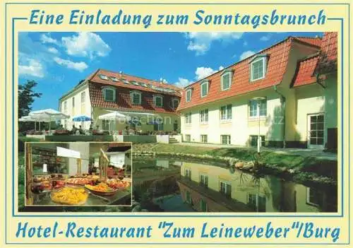 AK / Ansichtskarte Burg Spreewald Brandenburg Hotel Restaurant zum Leineweber Sonntagsbrunch Buffet