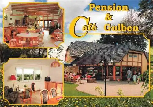 AK / Ansichtskarte Gulben Kolkwitz Spree-Neisse Brandenburg Pension Café S. Simon Gastraum Terrasse