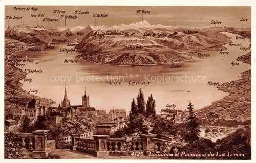 AK / Ansichtskarte LAUSANNE_VD et Panorama du Lac Lema Vue aerienne Lausanne VD