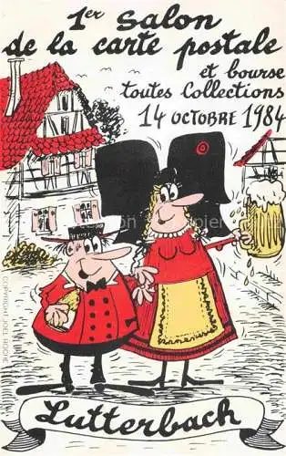 AK / Ansichtskarte Lutterbach_Mulhouse_68_Haut Rhin 1er Salon de la carte postale et bourse Karikatur 