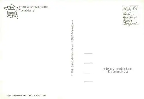 AK / Ansichtskarte Wissembourg_Weissenburg_Alsace_67_Bas Rhin Fliegeraufnahme 