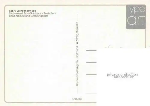 AK / Ansichtskarte Losheim See Stausee mit Braeu Gaestehaus Seehotel Fliegeraufnahme
