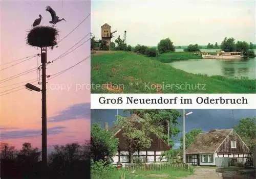AK / Ansichtskarte Gross Neuendorf Oderbruch Storchennest Anegesteg Bauernhaeuser