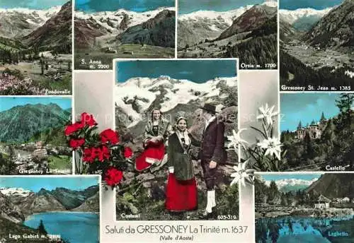 AK / Ansichtskarte Gressoney Fondorvalle S Anna Orsia Castello Lago Gabiet Laghetto Costumi